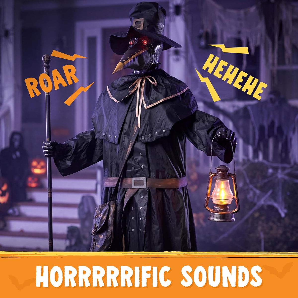 Multi color animatronic ghost figure for haunted house displays