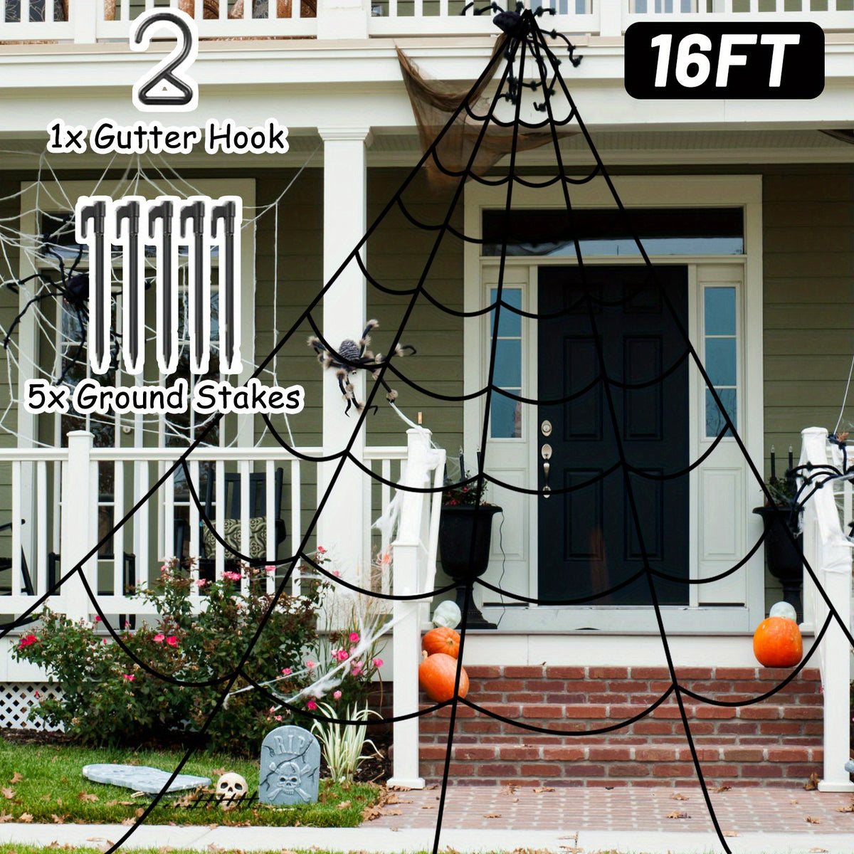 Giant Halloween Spider Web Decoration - Outdoor Yard & Porch Decor