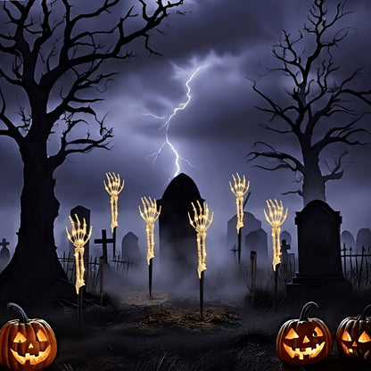 Skeleton Arm Ground Stakes, Set of 4 or 6, Vintage Plastic Halloween Yard Decoration