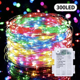 Multicolor version of the copper wire lights against a dark background