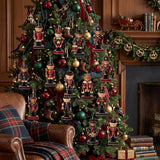 Christmas Tree Decorations, 36 Wooden Teddy Bear Ornaments, 3.94" Tartan Plaid Rustic Decor