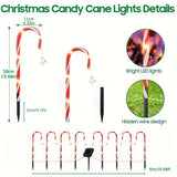 Candy cane solar garden stake light with 8 lighting modes