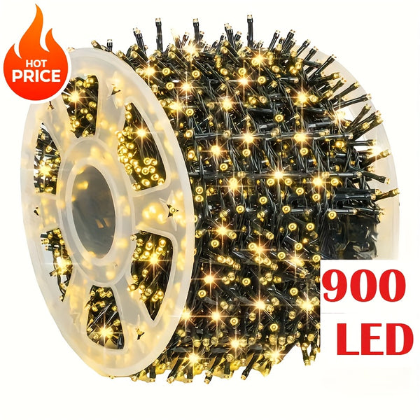 String of Christmas Lights, 295 ft 900 LED Outdoor, 8 Modes, Warm White
