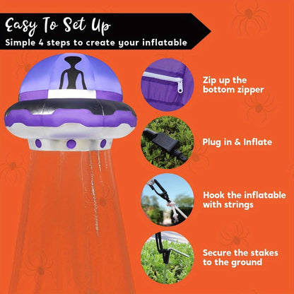 Inflatable Halloween UFO Decoration - 9FT LED Yard Décor