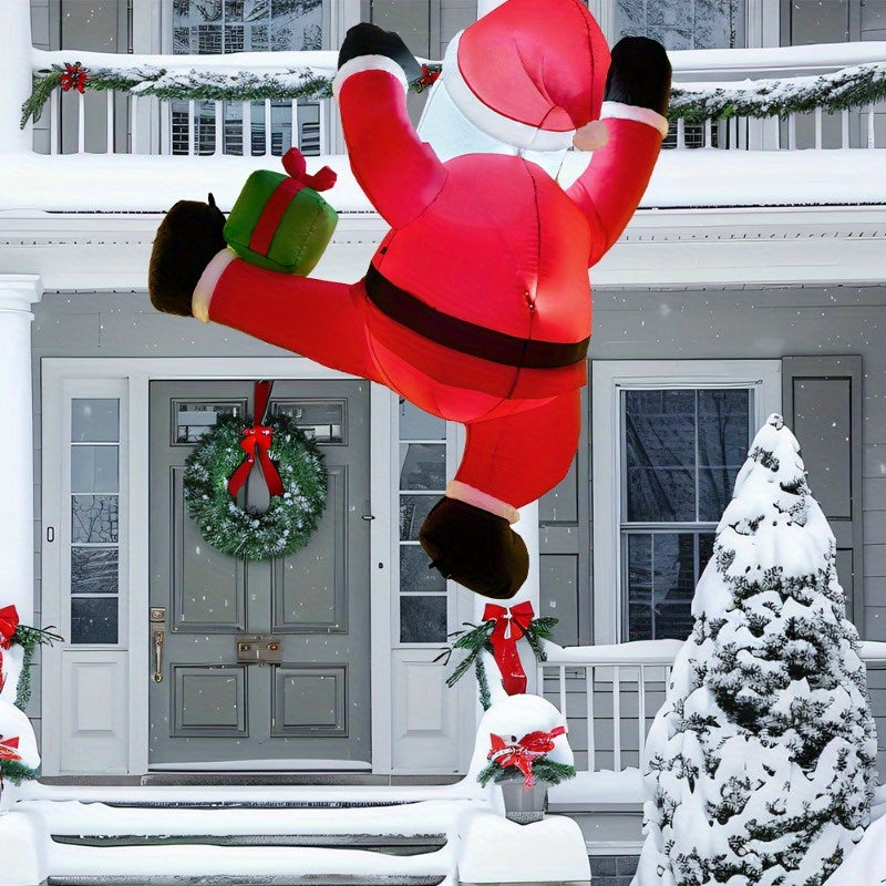 Christmas Inflatables, 6 ft Hanging Climbing Santa with Built-In LED, Indoor & Outdoor Decor