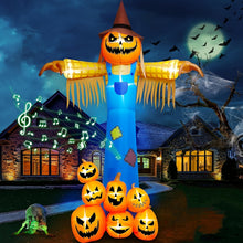 12.5-foot inflatable pumpkin scarecrow decoration, front view
