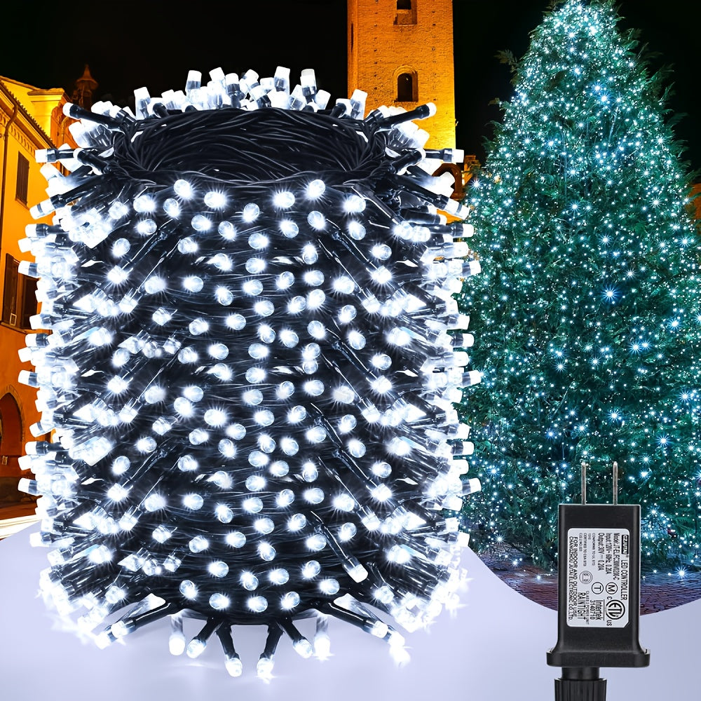 String of Christmas Lights, 181 ft 500 LED, 8 Modes, Green Wire, Indoor & Outdoor Use