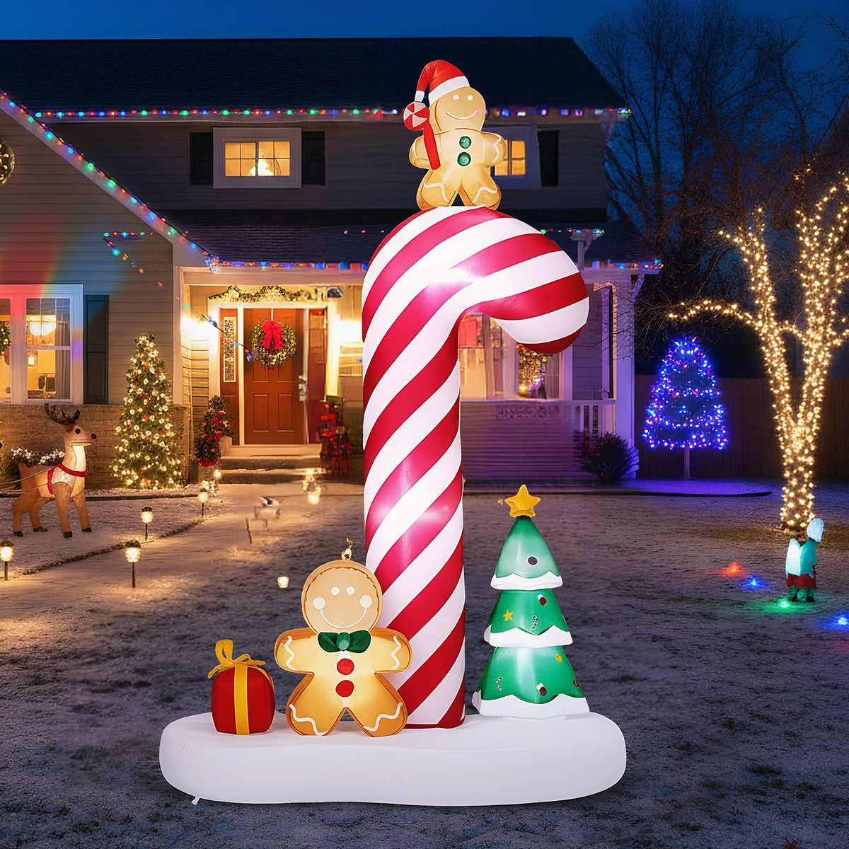Christmas Inflatables, 10 ft Santa Sleigh Archway, Lighted Christmas Decorations Inflatable