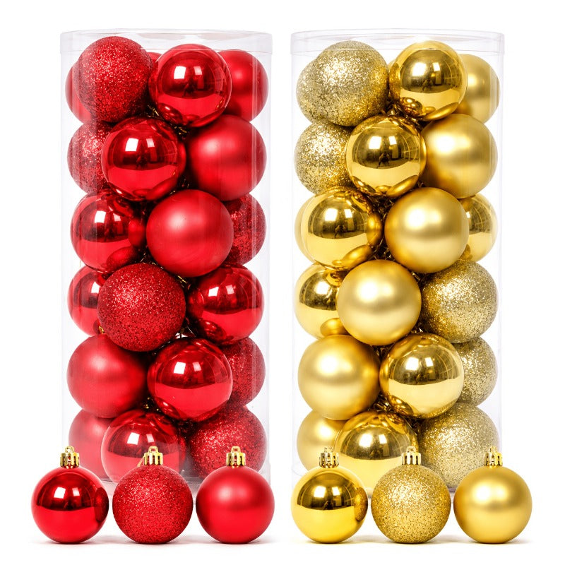Glitter finish gold and red Christmas tree balls