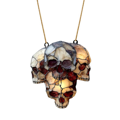 Hanging skeleton head decoration with 4-skull design