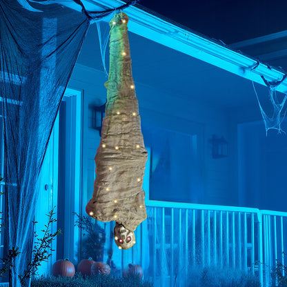 Halloween cocoon corpse prop with hanging mount, no plug needed