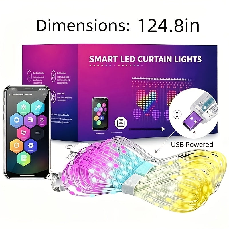 App controlled LED curtain lights in changing colors