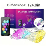 App controlled LED curtain lights in changing colors