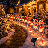 7/11pcs Solar Christmas Garden Light Set, IPX6 Outdoor Stake Lights with Santa Claus Ornaments, 8 Flashing Modes; Suitable for Courtyards, Residential Areas, Paths, Sidewalks, Driveways, Gardens, Walkways, Porches, And New Year Decor; 800 Lumens
