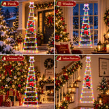 Outdoor Christmas Decorations, Climbing Santa Ladder Lights, 255 LED, Dimmable, USB Charging