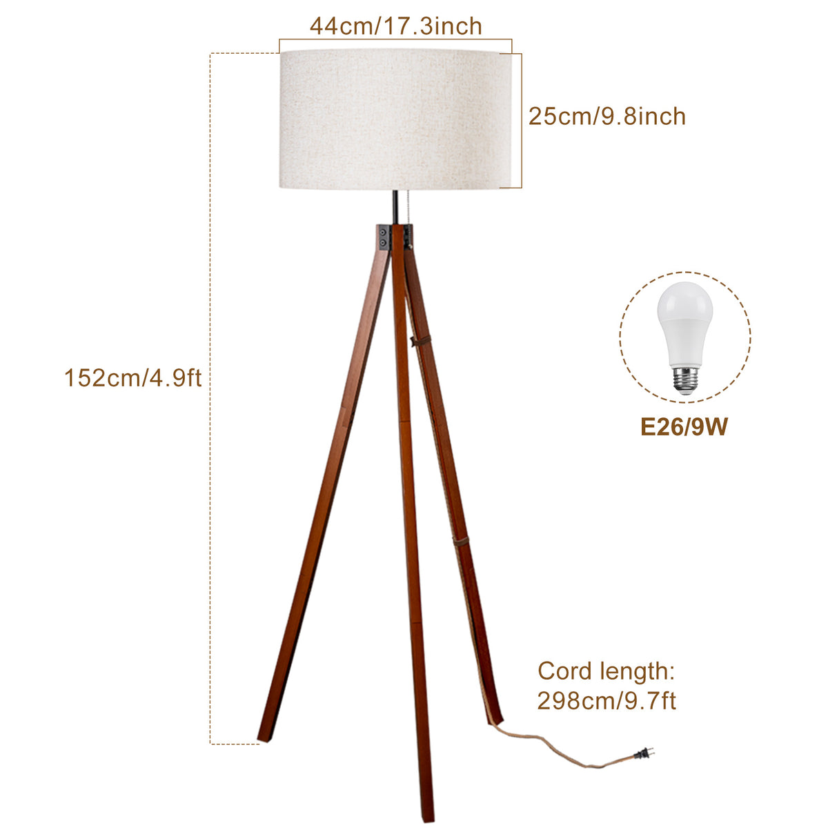 Tripod floor lamp styled in a living room corner