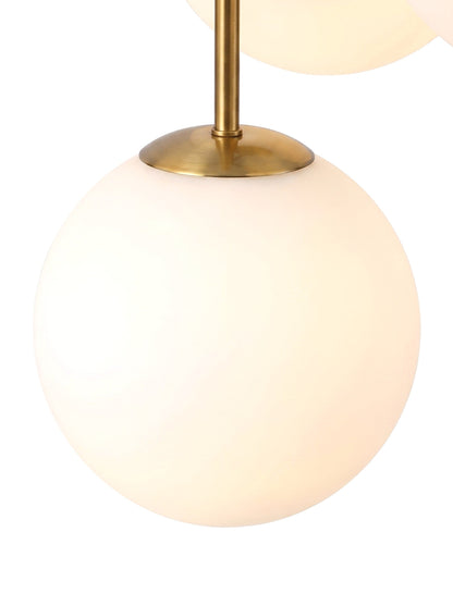 Selene 4-Light Opal Glass Globe Chandelier, Brass Frame, Dimmable