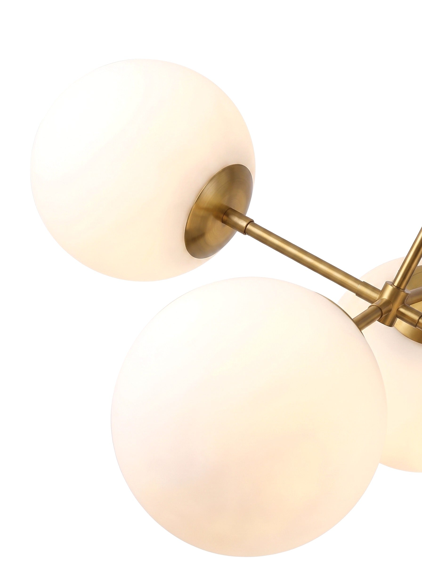 Selene 4-Light Opal Glass Globe Chandelier, Brass Frame, Dimmable