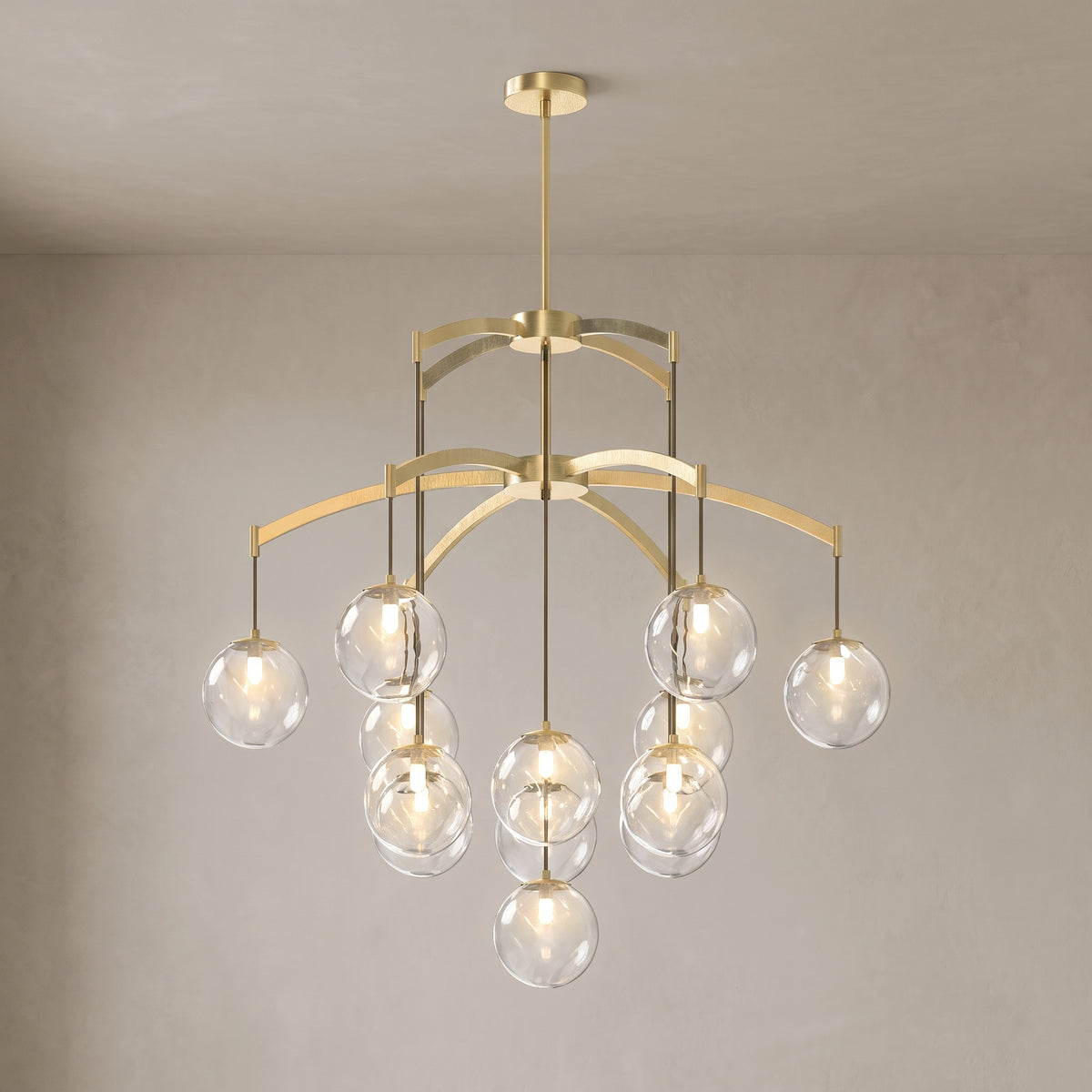 13-orb version of the Adelina globe chandelier, close-up