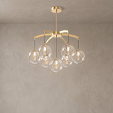 7-orb version of the Adelina globe chandelier, close-up