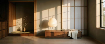 Tsuki Washi Rice Paper Table Lamp, Noguchi-Style Akari Bedside Light