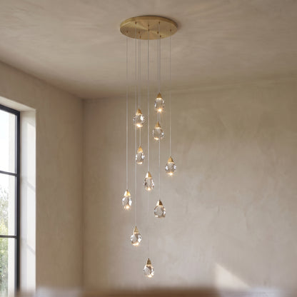 Alaric crystal chandelier with 10 stones, close-up