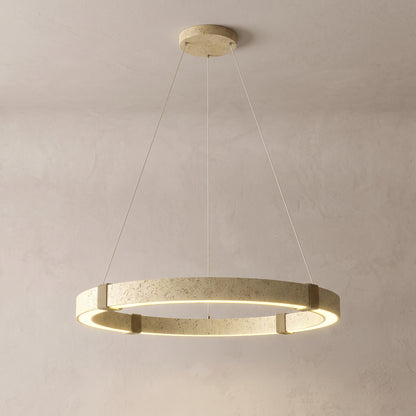 Torvi ring chandelier, full fixture on a grey studio background