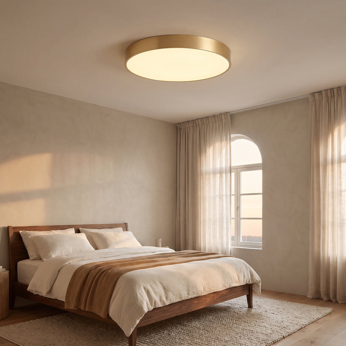 Sorrel flush mount ceiling light in a bedroom