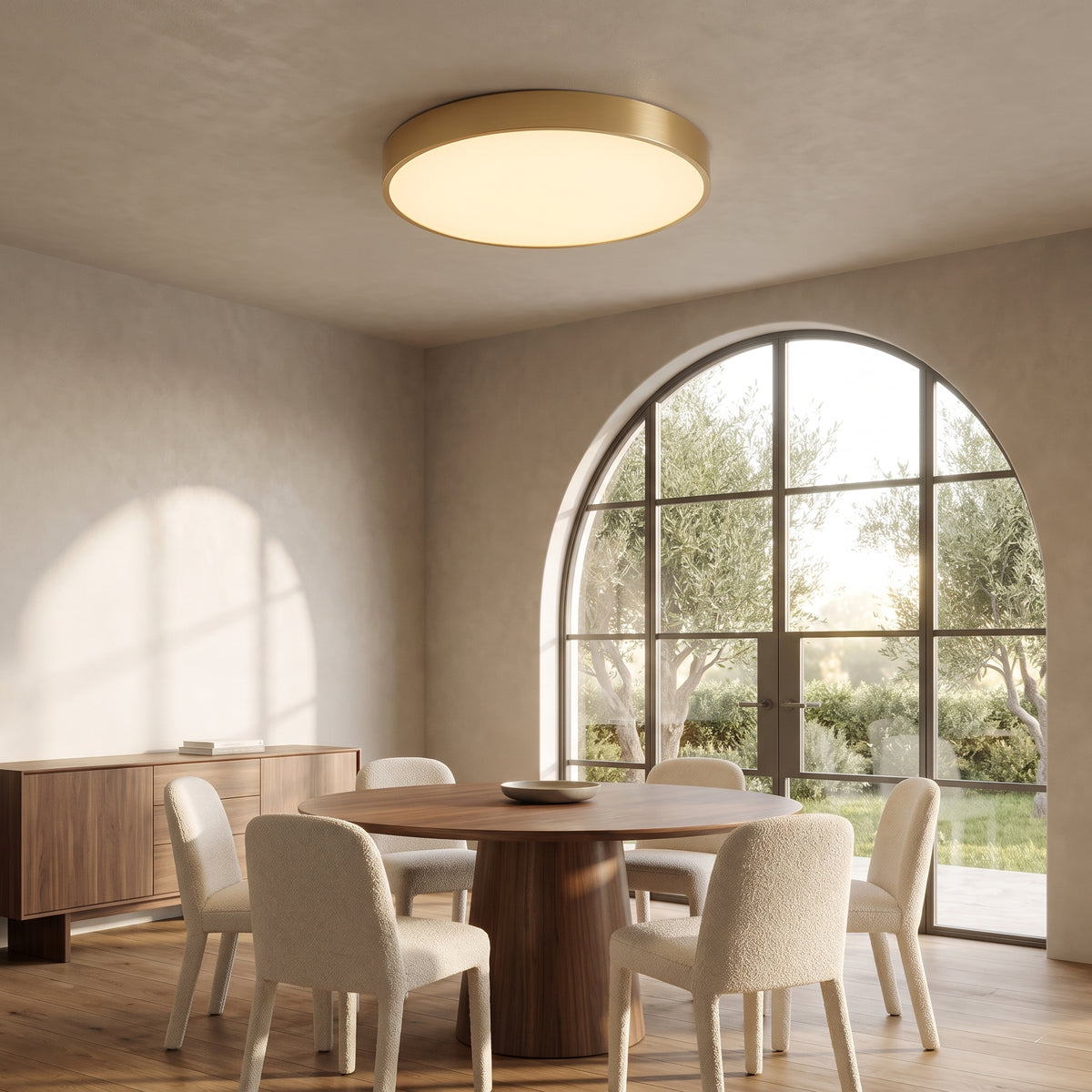 Sorrel flush mount ceiling light above a dining area
