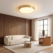 Sorrel brushed gold flush mount ceiling light in a living room