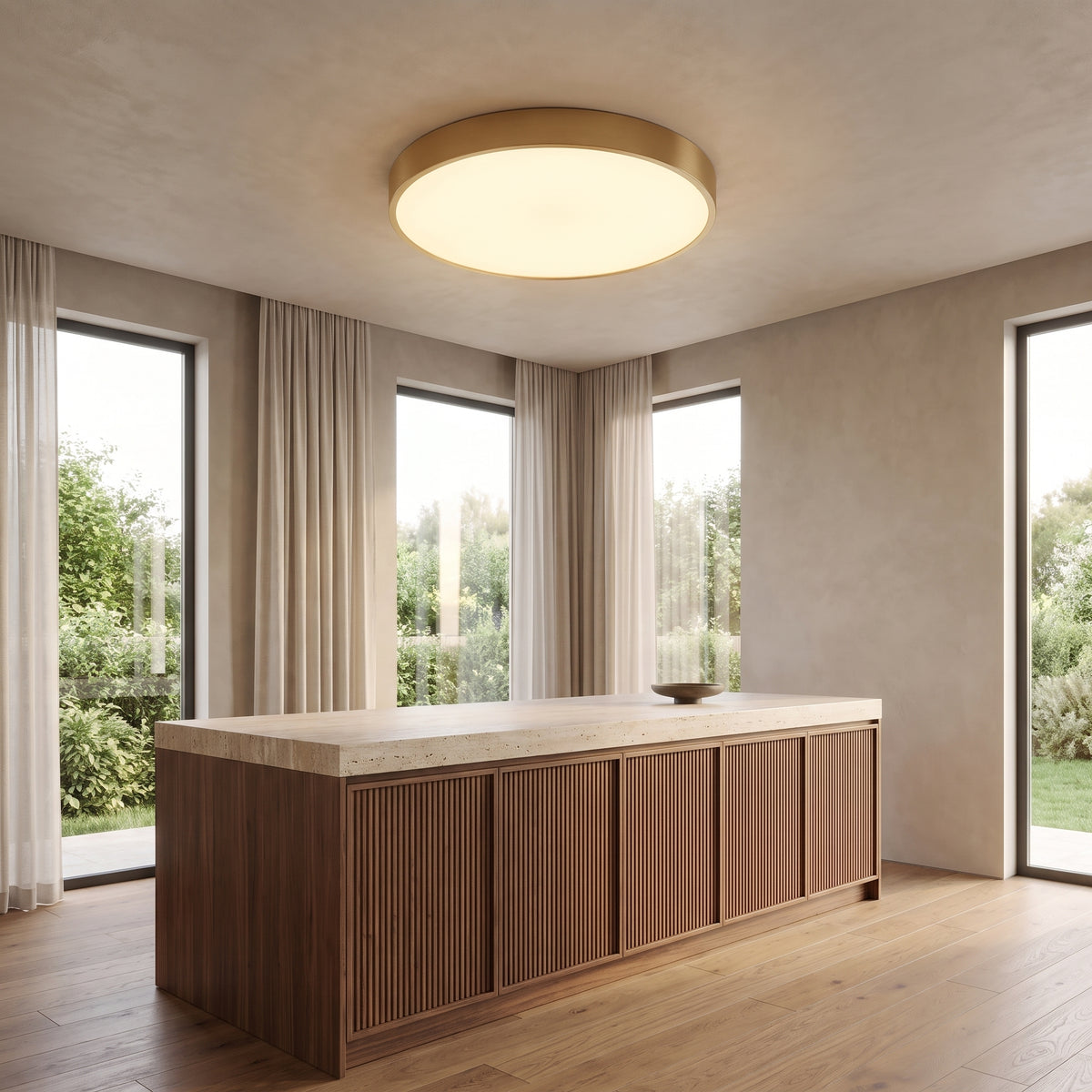 Sorrel flush mount ceiling light in a kitchen