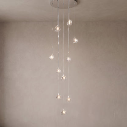 10-light version of the Astra crystal staircase chandelier, close-up