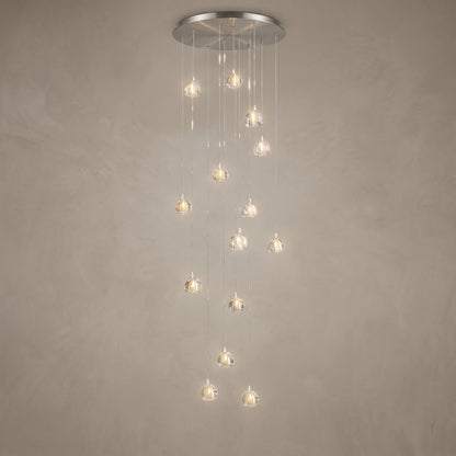 15-light version of the Astra crystal staircase chandelier, close-up