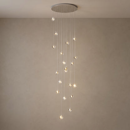 25-light version of the Astra crystal staircase chandelier, close-up