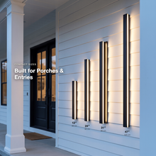 Axis wall light compact sizes 12 to 47 inches for porches and entries