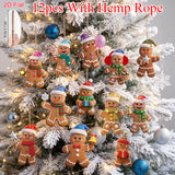 Christmas Tree Decorations, 12 Gingerbread Man Ornaments, 3.15 Inch Flat Wood Hanging Pendants