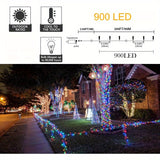 Outdoor Christmas Lights, 295 ft 900 LED String Lights, 8 Modes, Waterproof, Multicolor