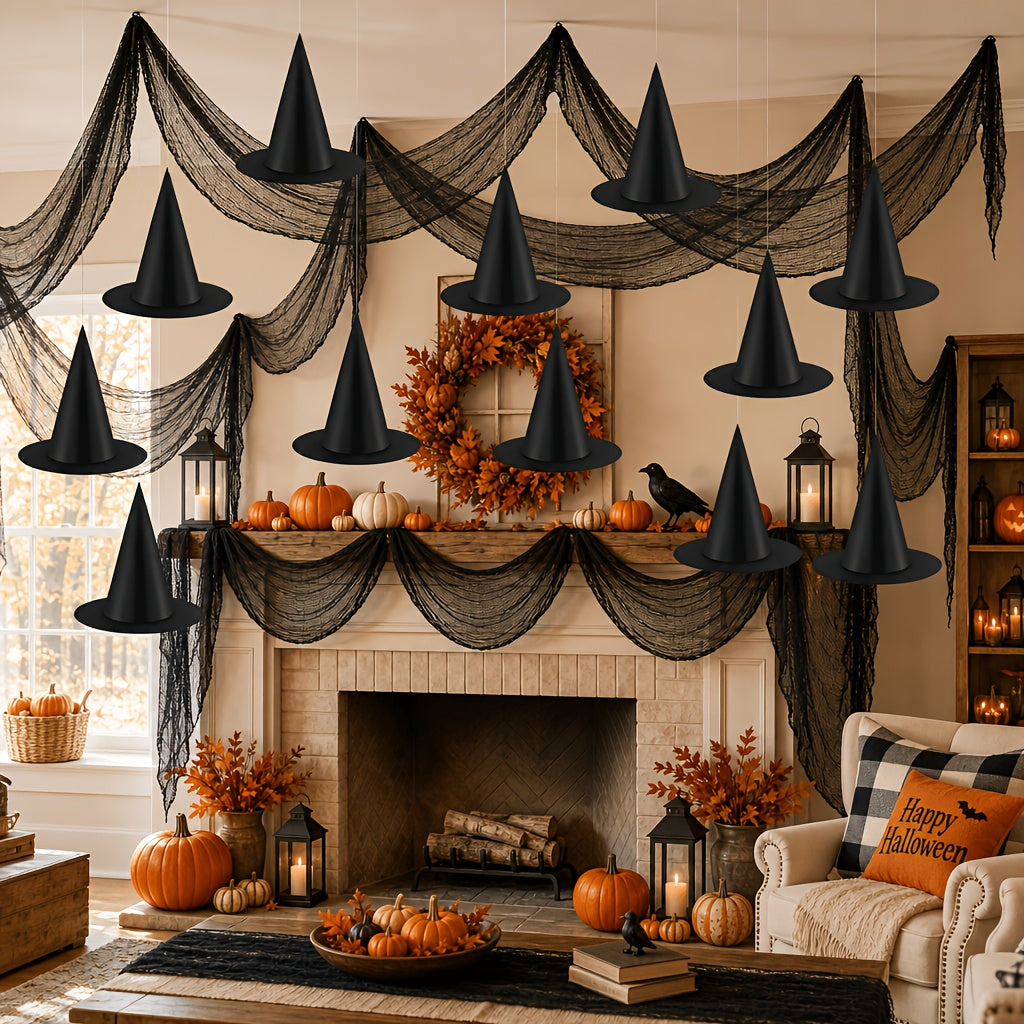 All eighteen pieces of the witch hat and creepy cloth set