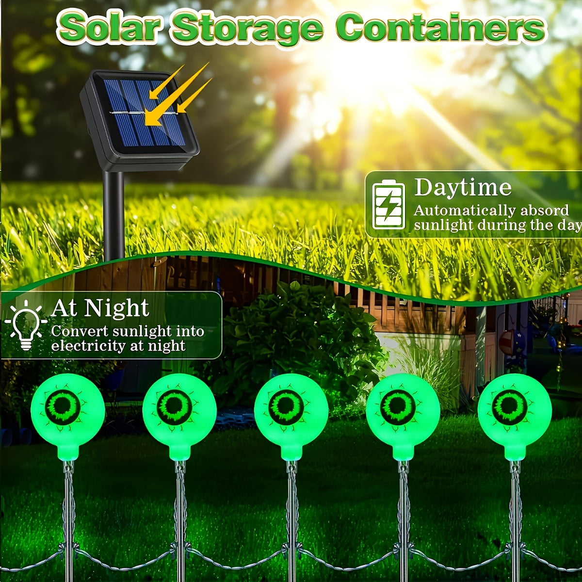 Solar Halloween Eyeball Lights - Outdoor Yard Decorations