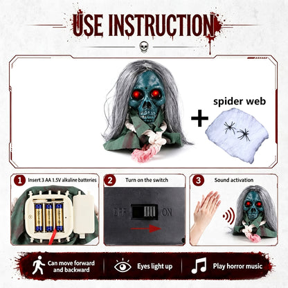 Skull prop shown with included accessories