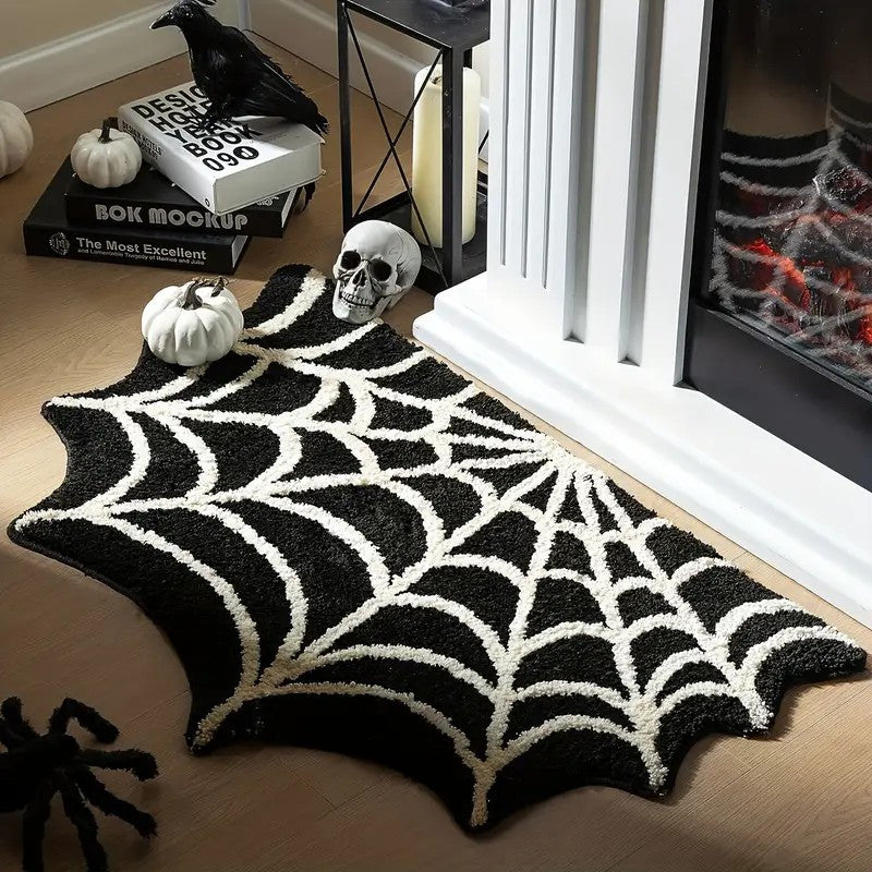 Spiderweb Halloween Rug - Gothic Décor Floor Mat