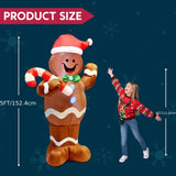 Gingerbread Man Inflatable, 5 ft LED Lighted with Candy Canes, Christmas Yard Decoration