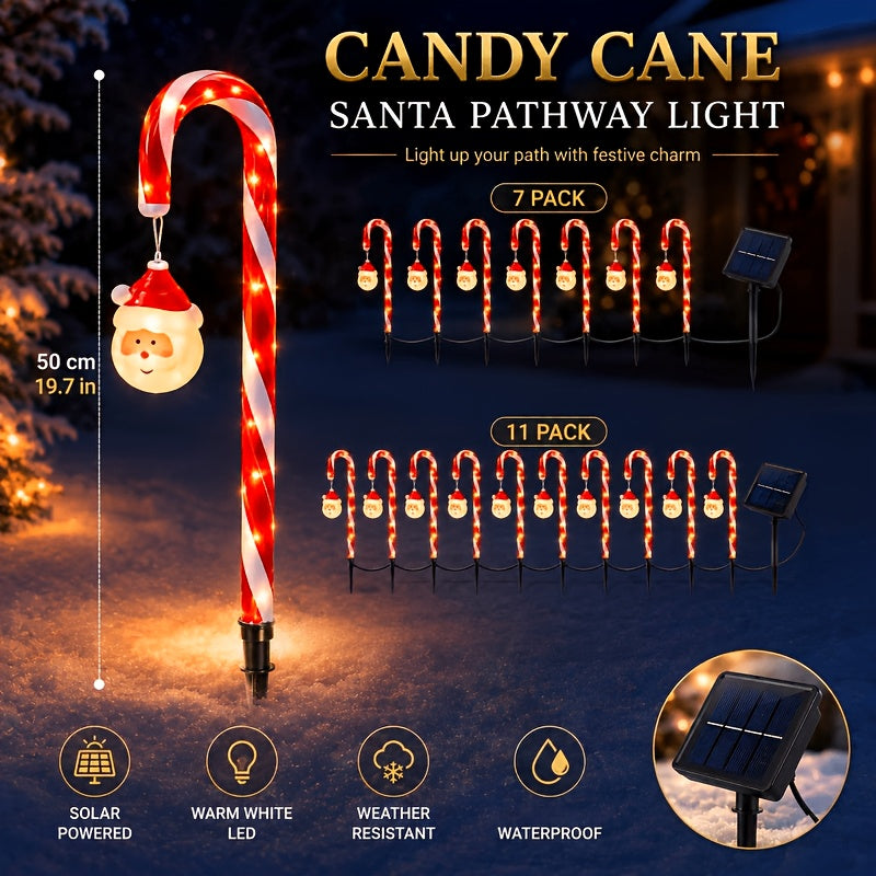Single solar panel that powers the full candy cane light set