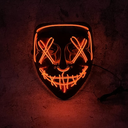LED costume mask with internal battery compartment