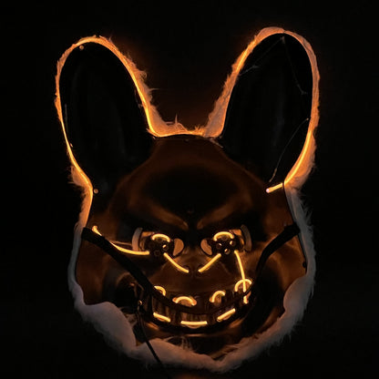 Light-Up Halloween Costume Mask, Glowing Eyes, Bunny or Bear Horror Design