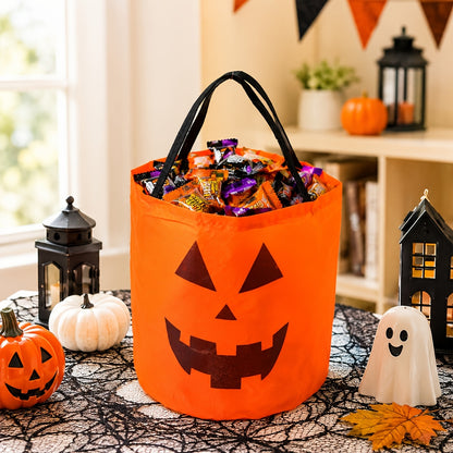 Orange pumpkin trick or treat tote bag, product photo 4