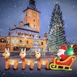 Inflatable Sleigh and Reindeer, 10 ft Christmas Yard Decor, 3 Reindeer Pulling Sleigh, Plug-In
