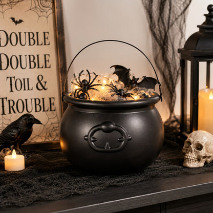 Black Halloween Witch Cauldron Bowl - Indoor Party & Candy Bucket Decor