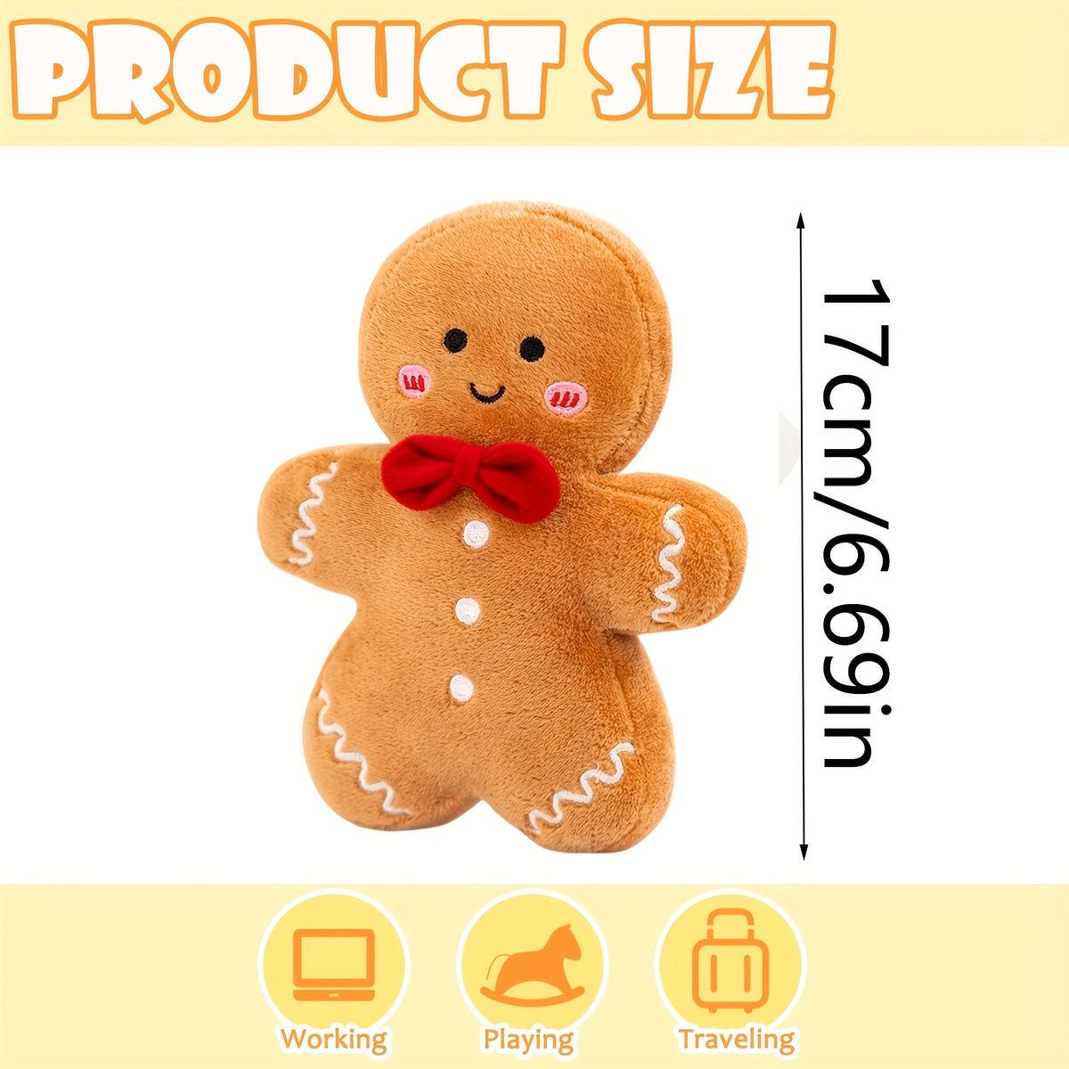 Plush gingerbread man for a cookie party table