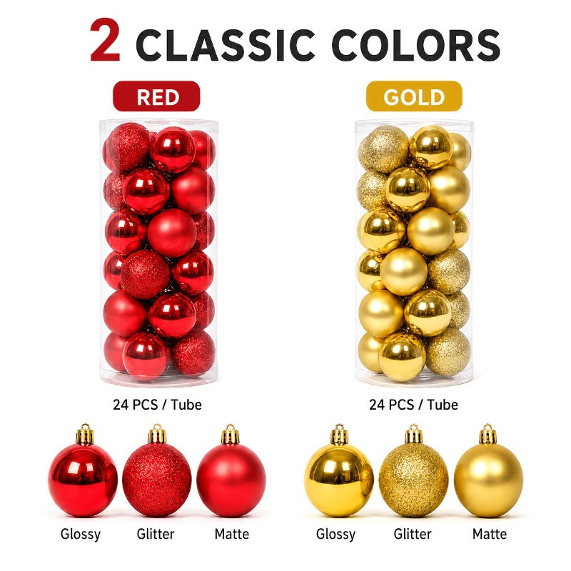 Small 30 mm Christmas ball ornaments in red and gold